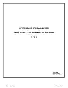 State Board of Equalization Proposed Fiscal Year 2013 Revenue Certification