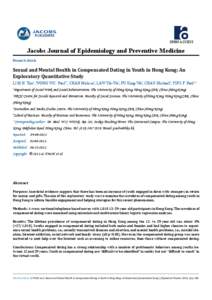 OPEN ACCESS  Jacobs Journal of Epidemiology and Preventive Medicine Research Article  Sexual and Mental Health in Compensated Dating in Youth in Hong Kong: An
