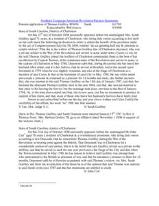 Southern Campaign American Revolution Pension Statements Pension application of Thomas Godfrey W9456 Sarah fn17SC Transcribed by Will Graves[removed]