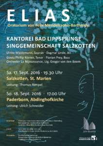 ELIAS  Oratorium von Felix Mendelssohn-Bartholdy KANTOREI BAD LIPPSPRINGE SINGGEMEINSCHAFT SALZKOTTEN