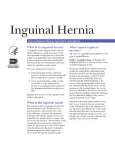 Inguinal Hernia National Digestive Diseases Information Clearinghouse What is an inguinal hernia? An inguinal hernia happens when contents of the abdomen—usually fat or part of the