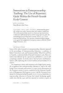 Innovations in Entrepreneurship Teaching: The Use of Repertory Grids Within the French Grande Ecole Context r i ta k l a p p e r Rouen Business School, France