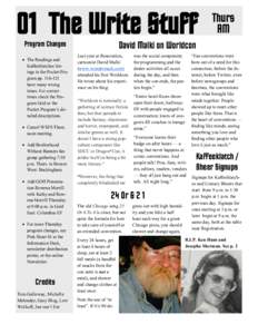 01 The Write Stuff David Malki on Worldcon Program Changes   The Readings and