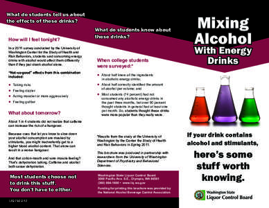 What do students tell us about the effects of these drinks? How will I feel tonight? In a 2011 survey conducted by the University of Washington Center for the Study of Health and Risk Behaviors, students said consuming e