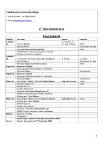 Castleknock Community College Tel: ([removed]Fax: ([removed]E-Mail: [removed] 6TH YEAR BOOKLIST 2014