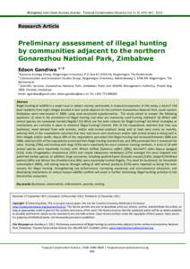 Mongabay.com Open Access Journal - Tropical Conservation Science Vol.4 (4):, 2011  Research Article Preliminary assessment of illegal hunting by communities adjacent to the northern