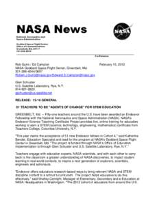 Rob Gutro / Ed Campion NASA Goddard Space Flight Center, Greenbelt, Md[removed]0697 [removed]/[removed]  February 15, 2012