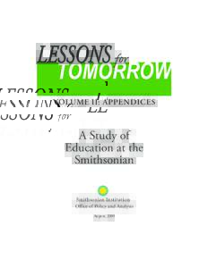 Lessons for  Tomorrow VOLUME ii: Appendices