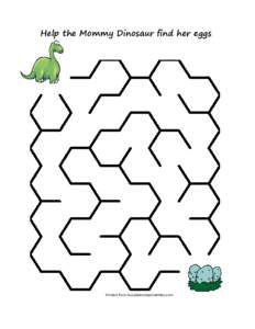 Help the Mommy Dinosaur find her eggs  Printed from busybeekidsprinatbles.com 