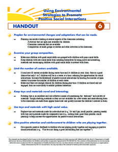 Using Environmental Strategies to Promote Positive Social Interactions HANDOUT