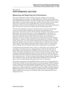 National Archives and Records Administration Performance and Accountability Report, FY 2009 SECTION 2  PERFORMANCE SECTION