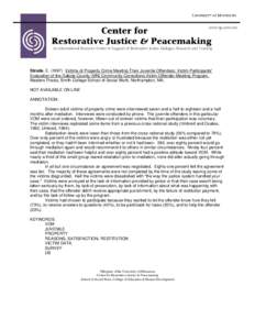 www.rjp.umn.edu  Center for Restorative Justice & Peacemaking  An International Resource Center in Support of Restorative Justice Dialogue, Research and Training