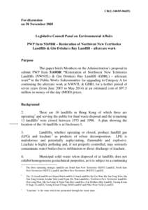 CB[removed])  For discussion on 28 November 2005 Legislative Council Panel on Environmental Affairs PWP Item 5169DR – Restoration of Northwest New Territories