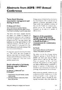 Abstracts from ASFB 1997 Annual Conference Torres Strait fisheries: cross-border management and sharing of stocks
