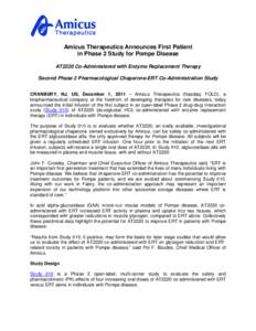 Amicus Therapeutics Announces Second Quarter 2007 Financial Results