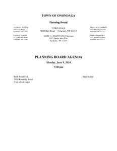 TOWN OF ONONDAGA Planning Board ALFRED J. FULLER 4564 Cole Road Syracuse, NY 13215