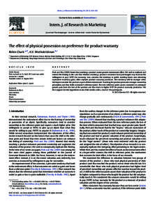 The effect of physical possession on preference for product warranty