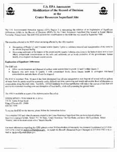 U.S. EPA Announces Modification of the Record of Decision at the Craster Resources Superfund Site