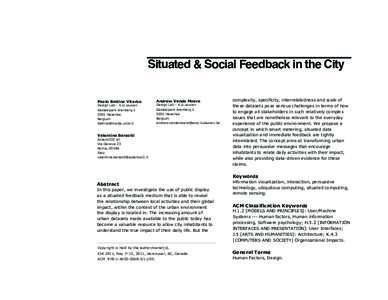 Situated & Social Feedback in the City Paolo Battino Viterbo Design Lab - K.U.Leuven Kasteelpark ArenbergHeverlee Belgium