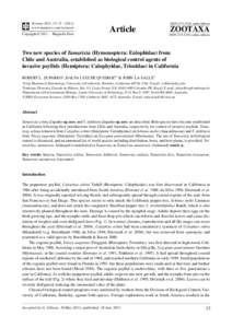 Two new species of Tamarixia (Hymenoptera: Eulophidae) from Chile and Australia, established as biological control agents of invasive psyllids (Hemiptera: Calophyidae, Triozidae) in California