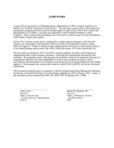 FOREWORD  As part of the Coastal Zone Act Reauthorization Amendments of 1990, Congress enacted a new Section 6217 entitled 