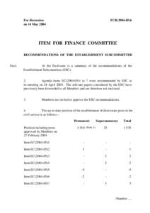 For discussion on 14 May 2004 FCR[removed]ITEM FOR FINANCE COMMITTEE