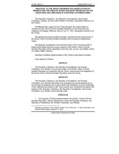 START TREATY  LISBON PROTOCOL: 1 PROTOCOL TO THE TREATY BETWEEN THE UNITED STATES OF AMERICA AND THE UNION OF SOVIET SOCIALIST REPUBLICS ON THE