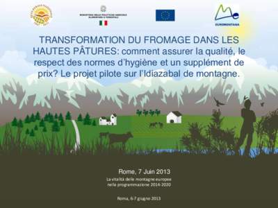 TRANSFORMATION DU FROMAGE DANS LES HAUTES PÂTURES: comment assurer la qualité, le respect des normes d’hygiène et un supplément de prix? Le projet pilote sur l’Idiazabal de montagne.  Rome, 7 Juin 2013