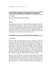 VIVECHAN International Journal of Research, Vol.1, 2010  Creep Failure Estimation of Distribution Transformers N.S. Beniwal Ph.D. Research Scholar, Electrical Engineering Department, Indian Institute of Technology Roorke