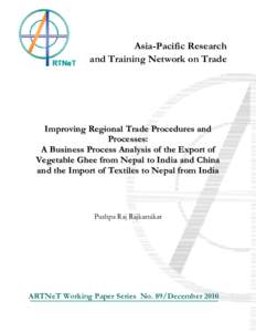 Asia-Pacific Research and Training Network on Trade Improving Regional Trade Procedures and Processes: A Business Process Analysis of the Export of