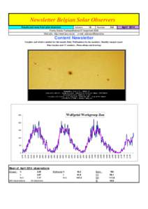 Newsletter Belgian Solar Observers Volume Results and news from solar observers  Number