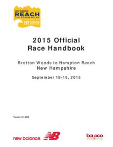 2015 Official Race Handbook Bretton Woods to Hampton Beach New Hampshire