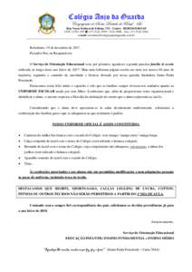 Colégio Anjo da Guarda Congregação de Santa Dorotéia do Brasil - Sul Rua Nossa Senhora de Fátima, 755 - Centro - BEBEDOURO-SP CEP:   (Fax: (e-mail: secretaria@co