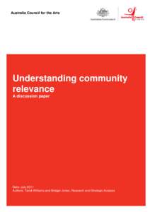 Australia Council for the Arts  Understanding community relevance A discussion paper