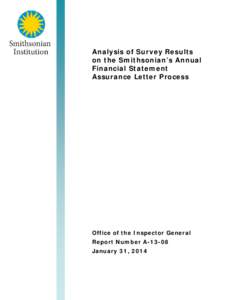 Analysis of Survey Results on the Smithsonian’s Annual Financial Statement Assurance Letter Process  Office of the Inspector General