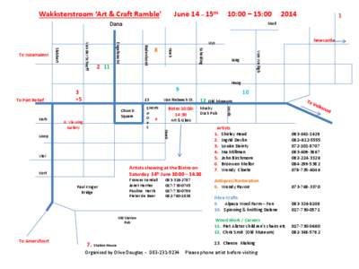 June 14 _ 15th  Wakksterstroom ‘Art & Craft Ramble’ 10:00 – 15:00