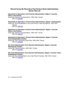 Record Group 96, Records of the Farmers Home Administration Series Title List