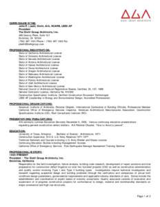 CURRICULUM VITAE: John P. (Jack) Diehl, AIA, NCARB, LEED AP President The Diehl Group Architects, Inc. 489 Saxony Place, Suite 101 Encinitas, CA 92024