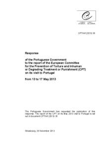 CPT/Inf[removed]Response of the Portuguese Government to the report of the European Committee for the Prevention of Torture and Inhuman