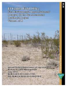 BLM  El Centro Field Office Final Environmental Impact Statement/ Proposed CDCA Plan Amendment Ocotillo Sol Project