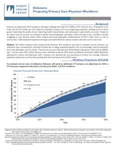 Delaware: Projecting Primary Care Physician Workforce Background Primary care physicians (PCP) workforce shortages challenge the long term viability of U.S. primary care, a foundation of the Triple Aim for U.S. health ca