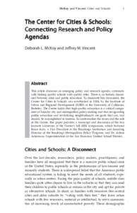 McKoy and Vincent, Cities and Schools  1 The Center for Cities & Schools: Connec