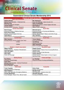 Queensland Clinical Senate Membership 2015 | Department of Health