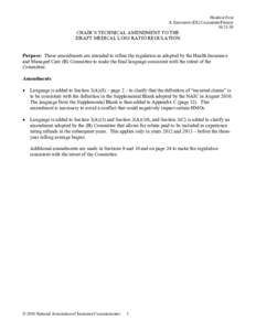 Handout Four Jt. Executive (EX) Committee/Plenary[removed]CHAIR’S TECHNICAL AMENDMENT TO THE DRAFT MEDICAL LOSS RATIO REGULATION