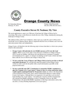 Orange County News For Immediate Release February 19, 2014 Contact: Dain Pascocello[removed], [removed]c