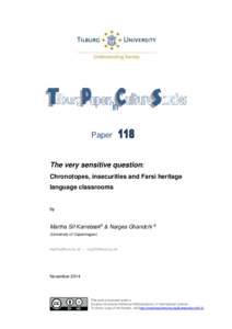 Paper  The very sensitive question: Chronotopes, insecurities and Farsi heritage language classrooms