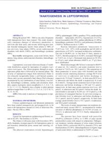 DOI: jimabJournal of IMAB - Annual Proceeding (Scientific Papers) 2005, vol. 11, book 1 TANATOGENESIS IN LEPTOSPIROSIS Galya Gancheva, Penka Ilieva, Maria Atanasova, Chrisima Tzvetanova, Iskra Simova 