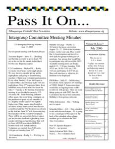Pass It On... Albuquerque Central Office Newsletter Website: www.albuquerqueaa.org  Intergroup Committee Meeting Minutes