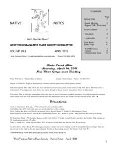 Contents Spring Hike NATIVE  NOTES