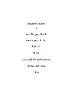 Inaugural address of John Gregory Smith